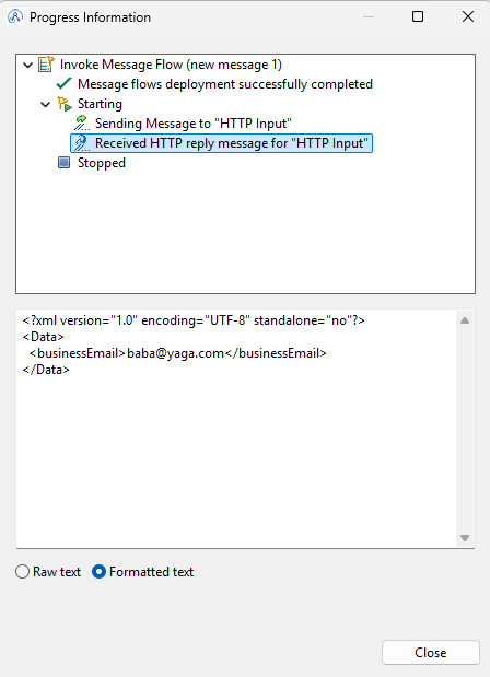 Output message