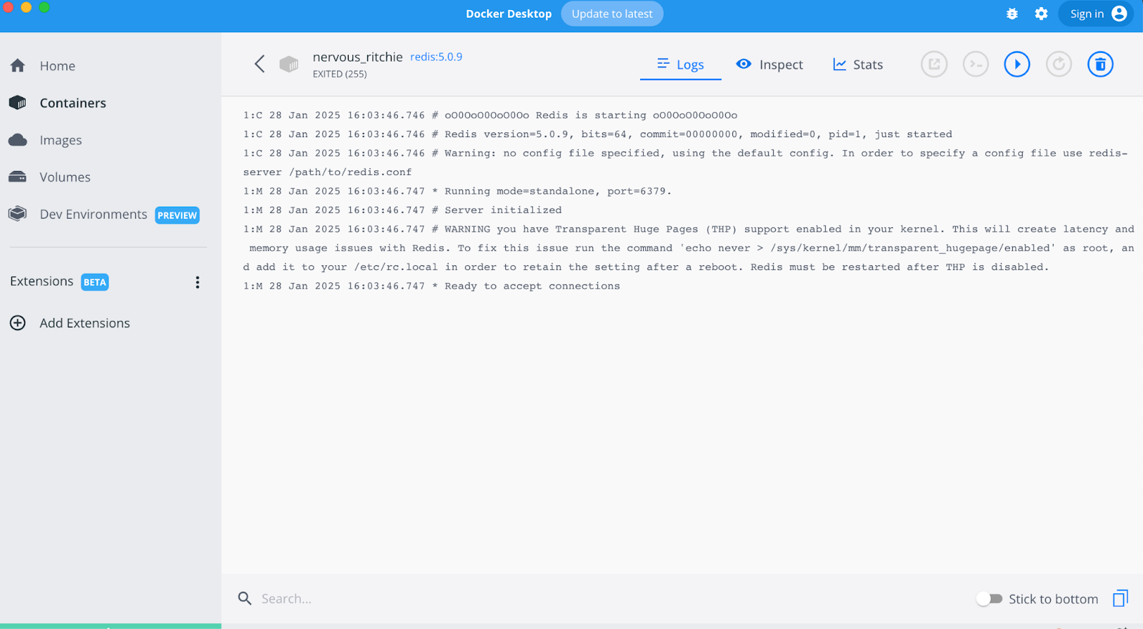 Docker Desktop Dashboard