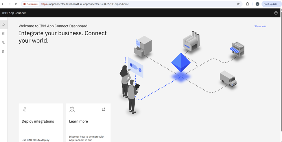 App Connect EE dashboard UI