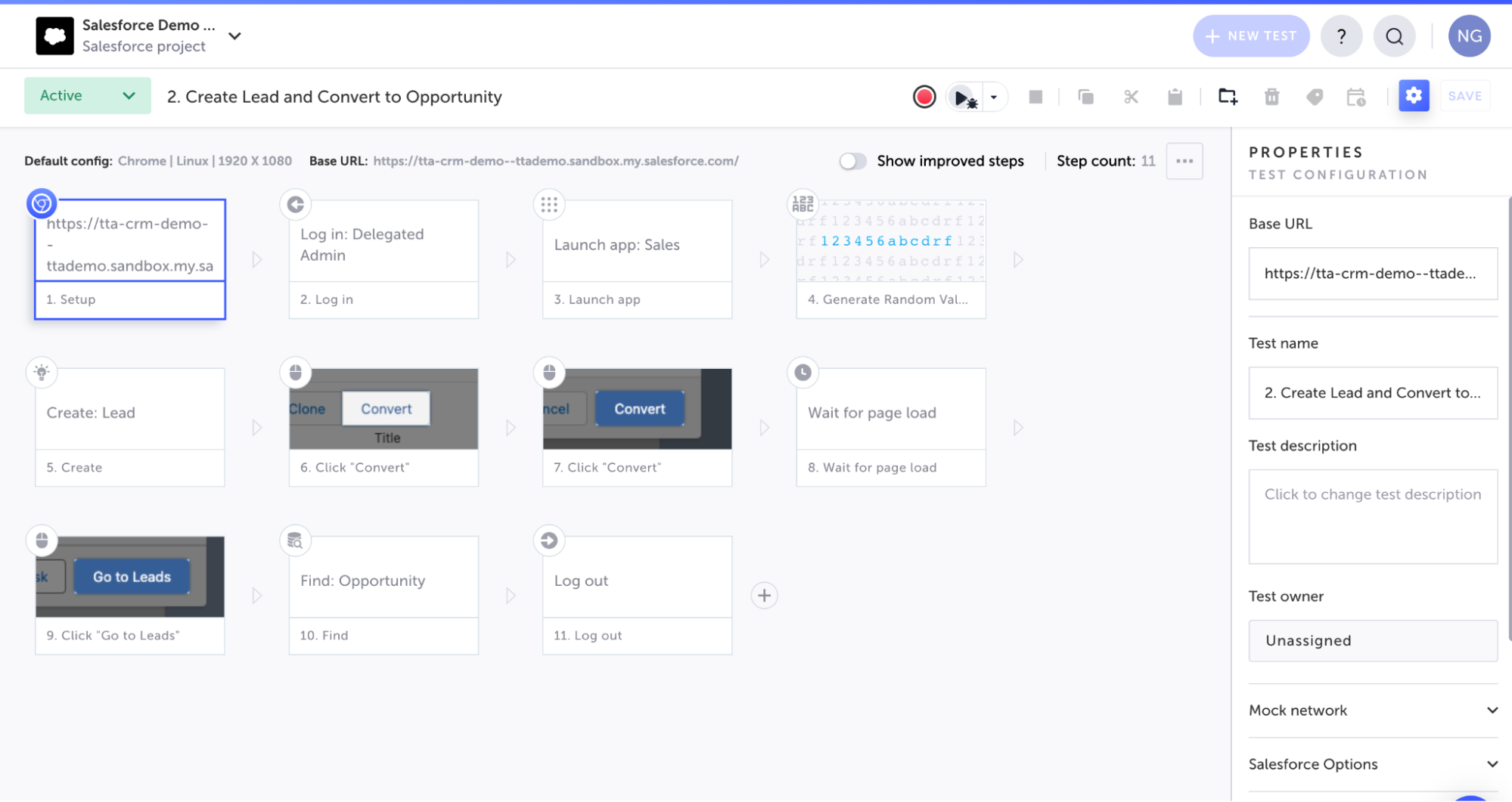Set of pre-existing Salesforce tests