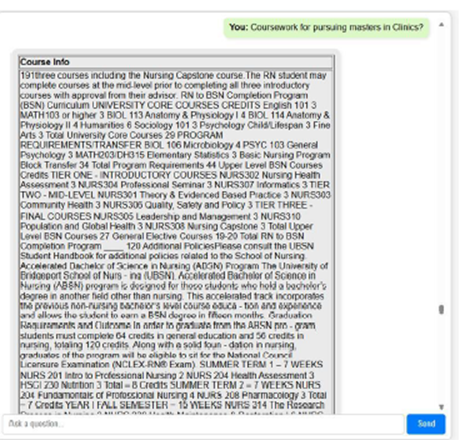 Screenshot: Early Chatbot Response Example