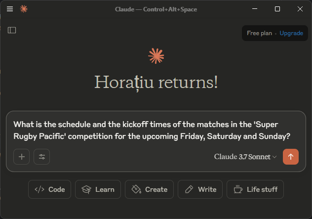 A screenshot of Claude Desktop