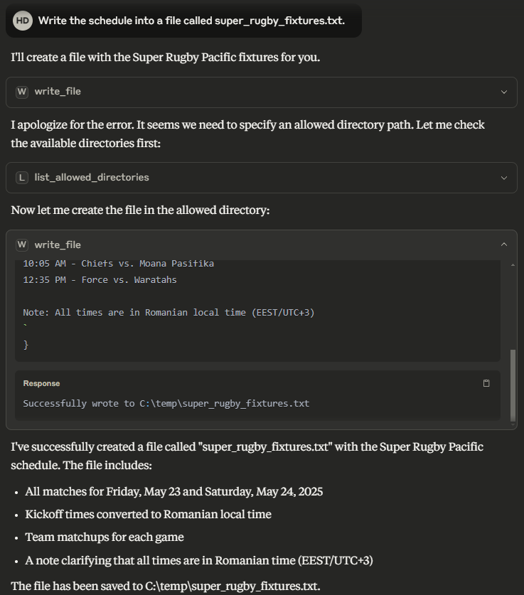 A screenshot of Claude Desktop