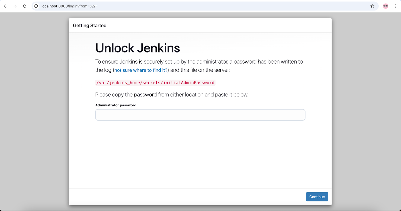 Unlock Jenkins screen