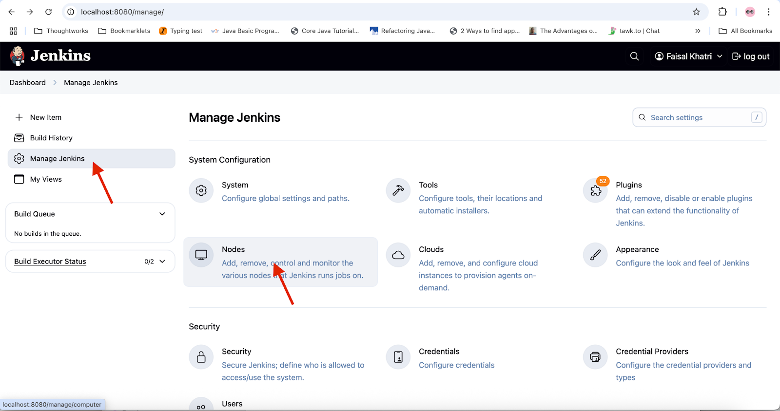 Navigate to the “Manage Jenkins” menu
