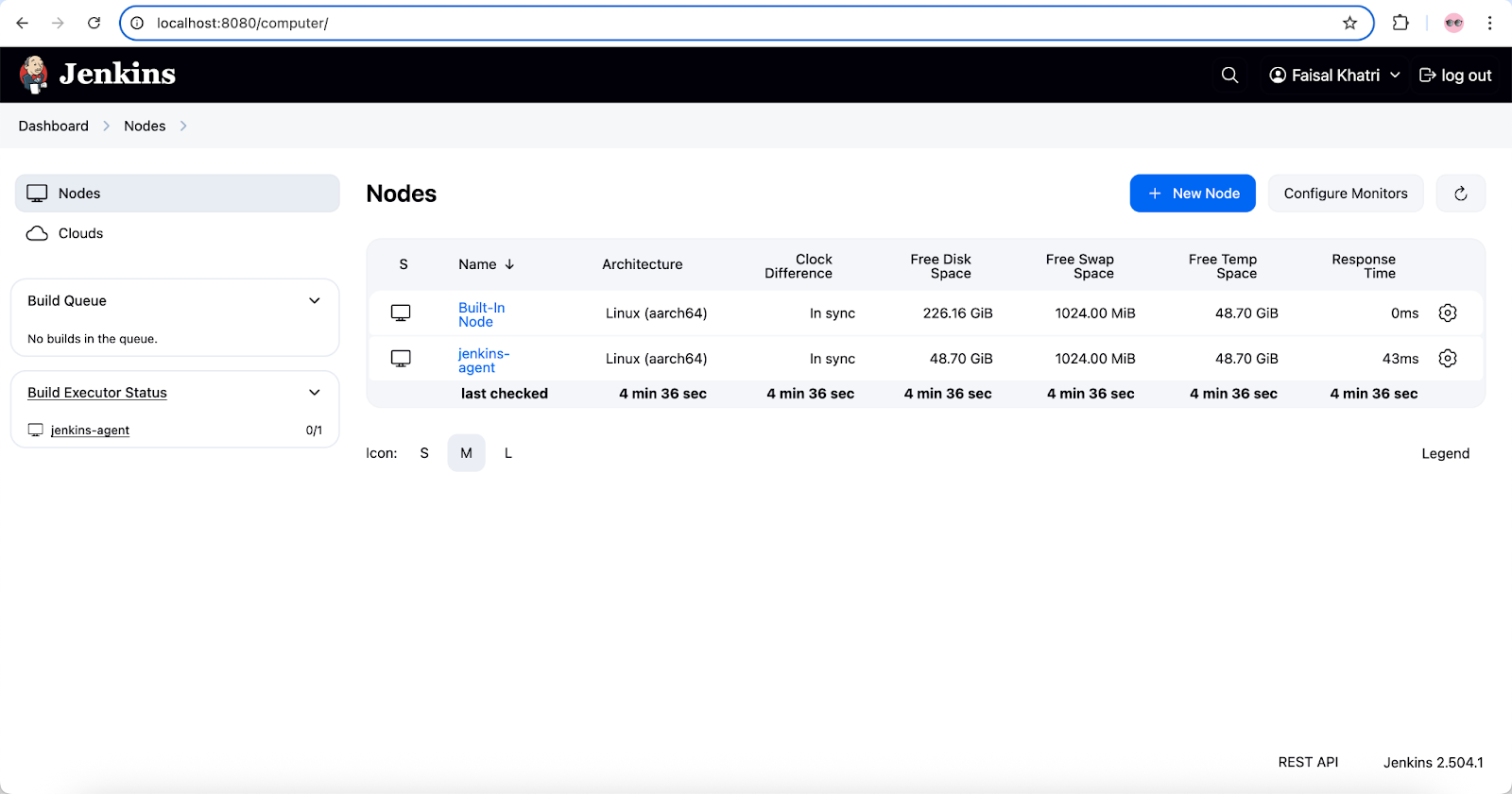 Navigate to the Manage Jenkins > Nodes
