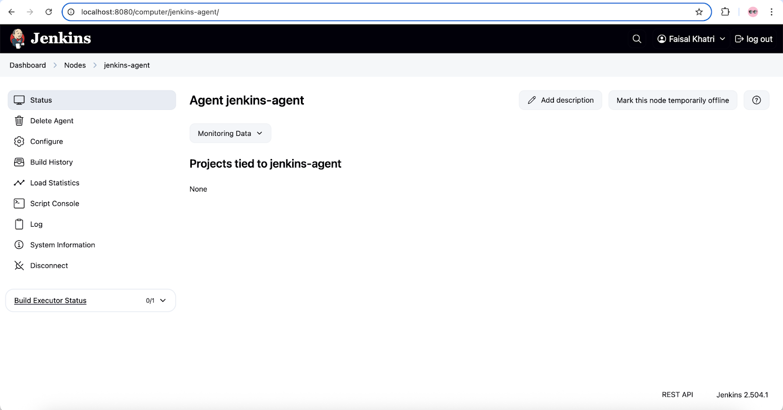 Click on the “jenkins-agent” node