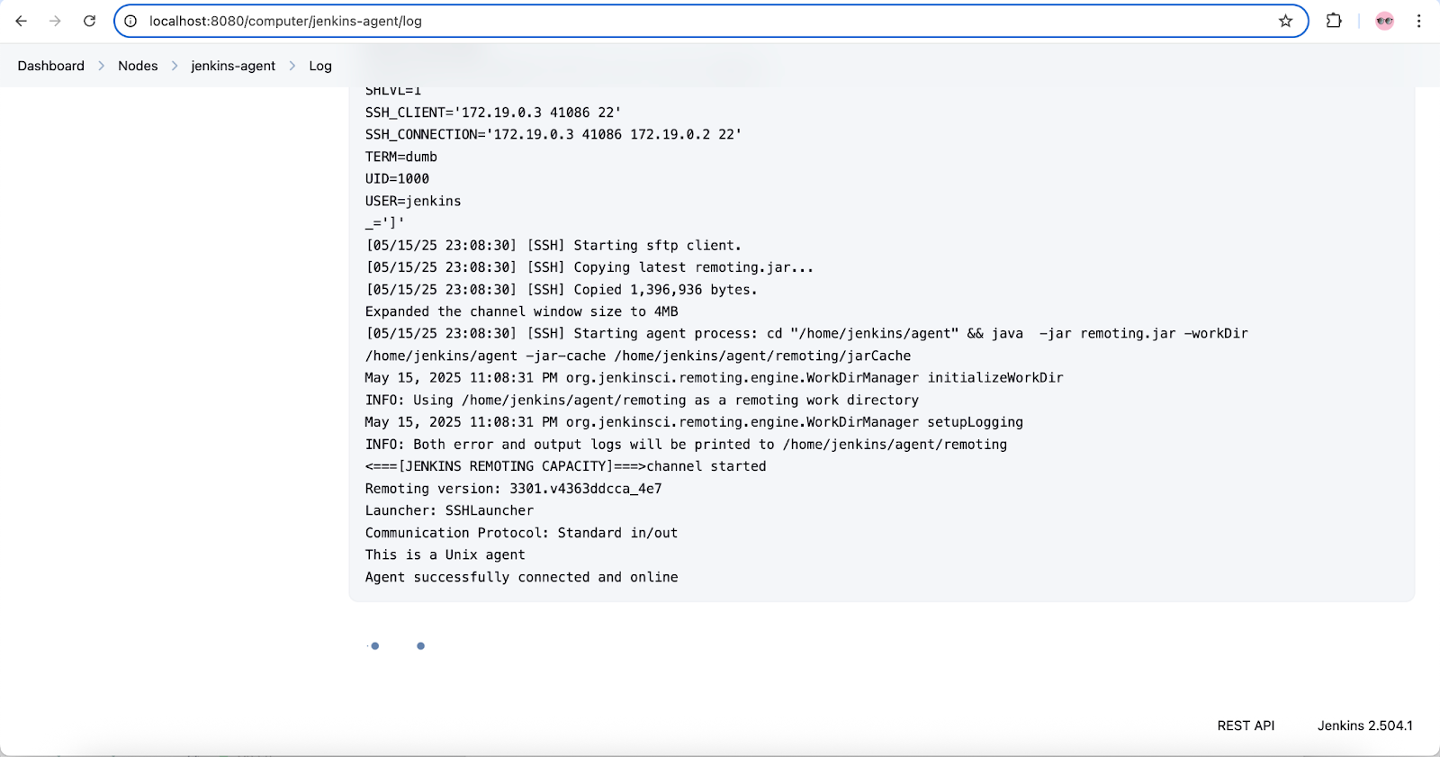 Click on the Log menu