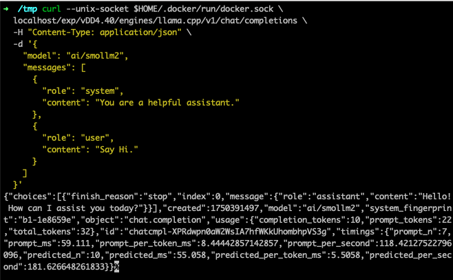 From the host via Unix socket