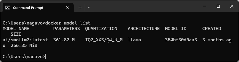 An image showing docker model list