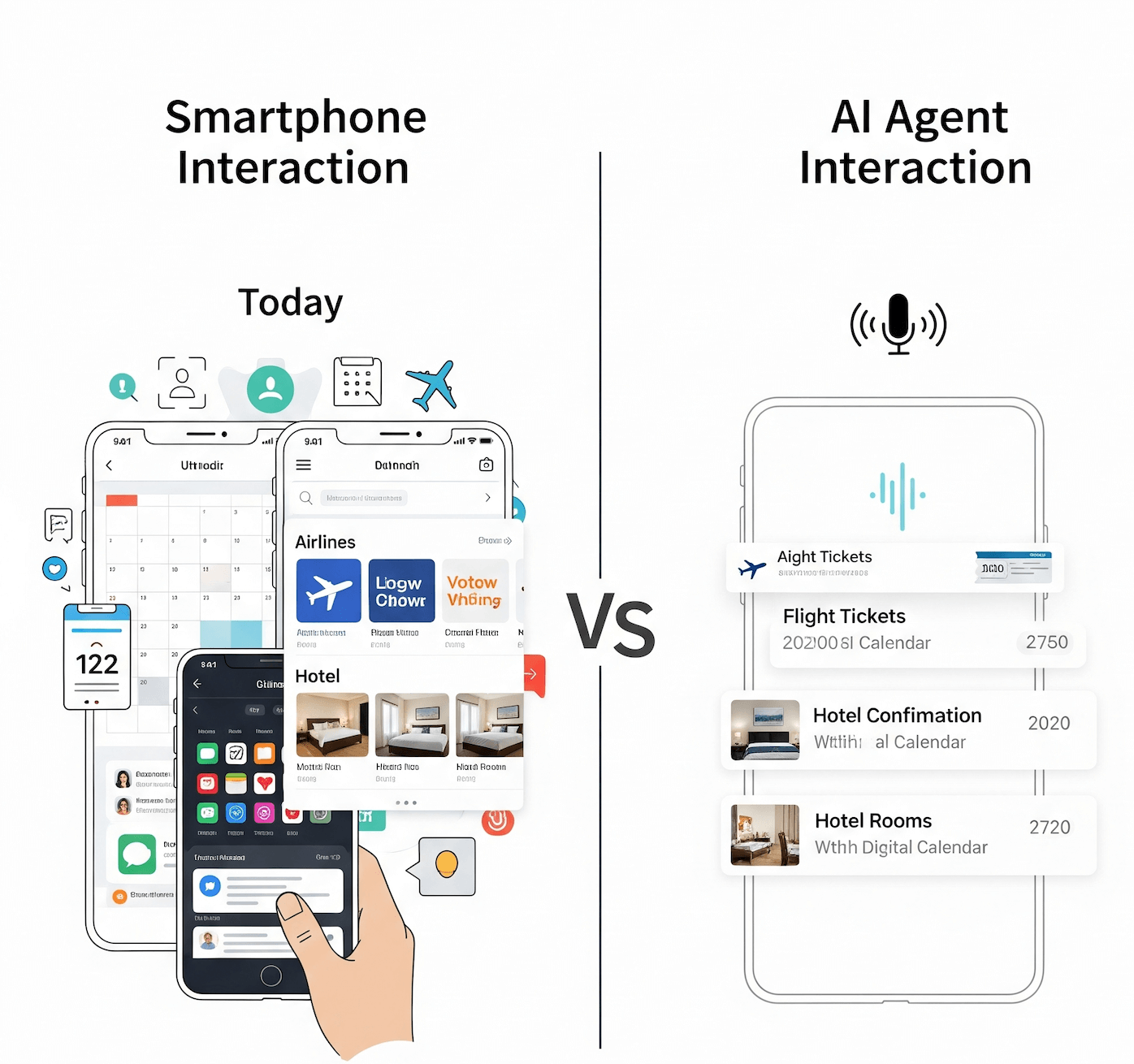 Smartphone interaction vs AI Agent Interaction
