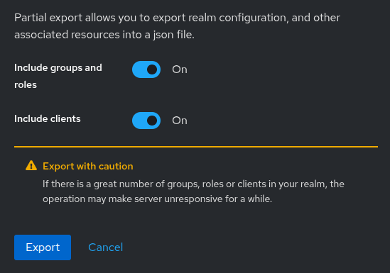 Exporting realm settings