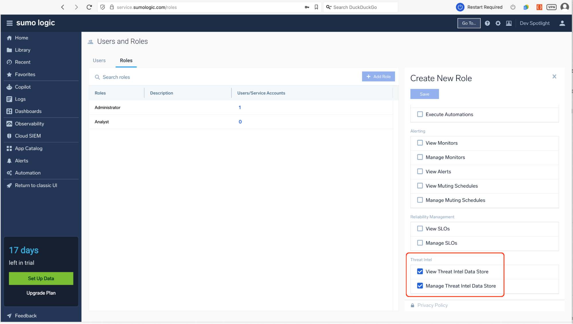 Setting up the permissions