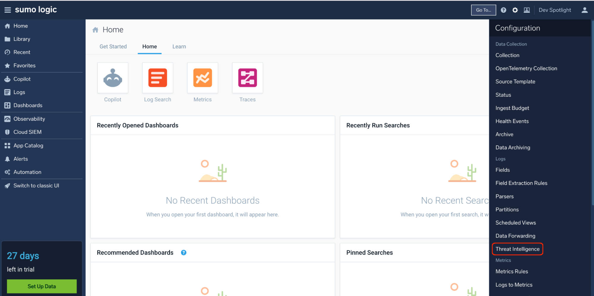 Click on Threat Intelligence