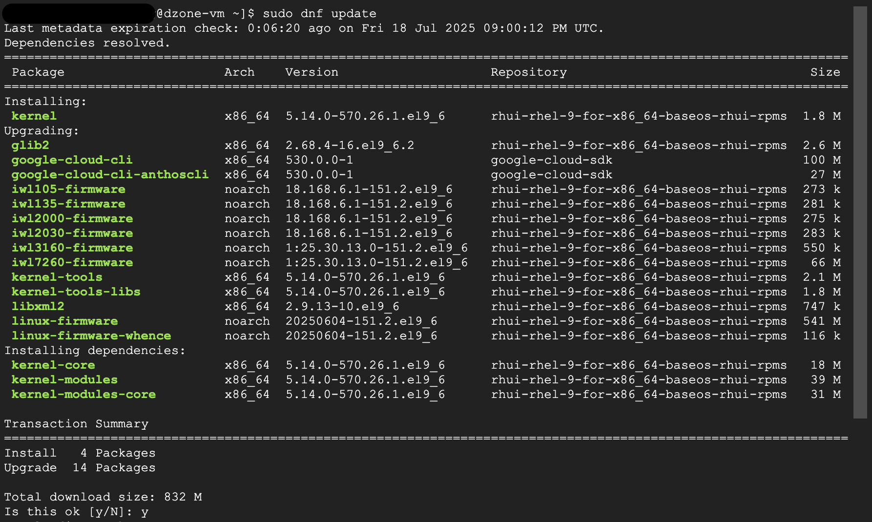 Run sudo dnf update.