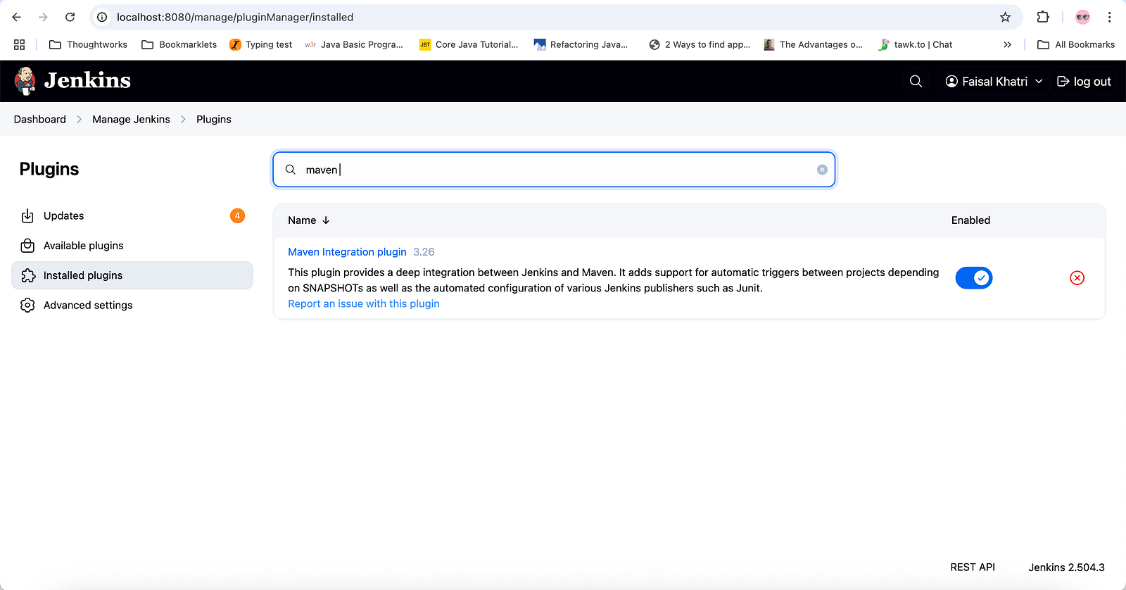 Select “Installed plugins”