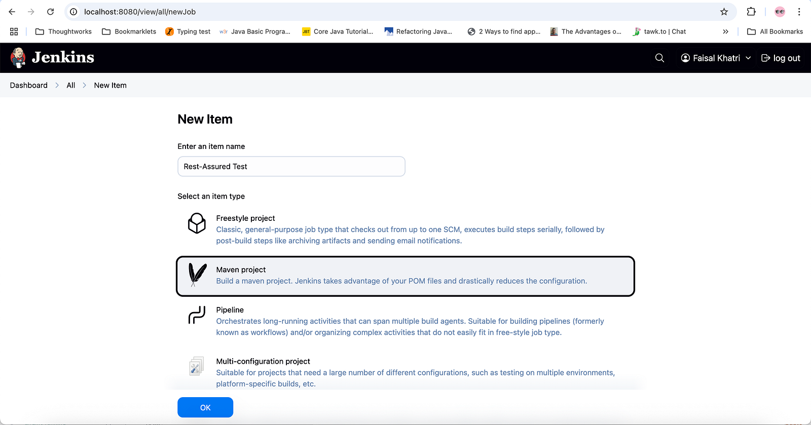 Select the Maven project