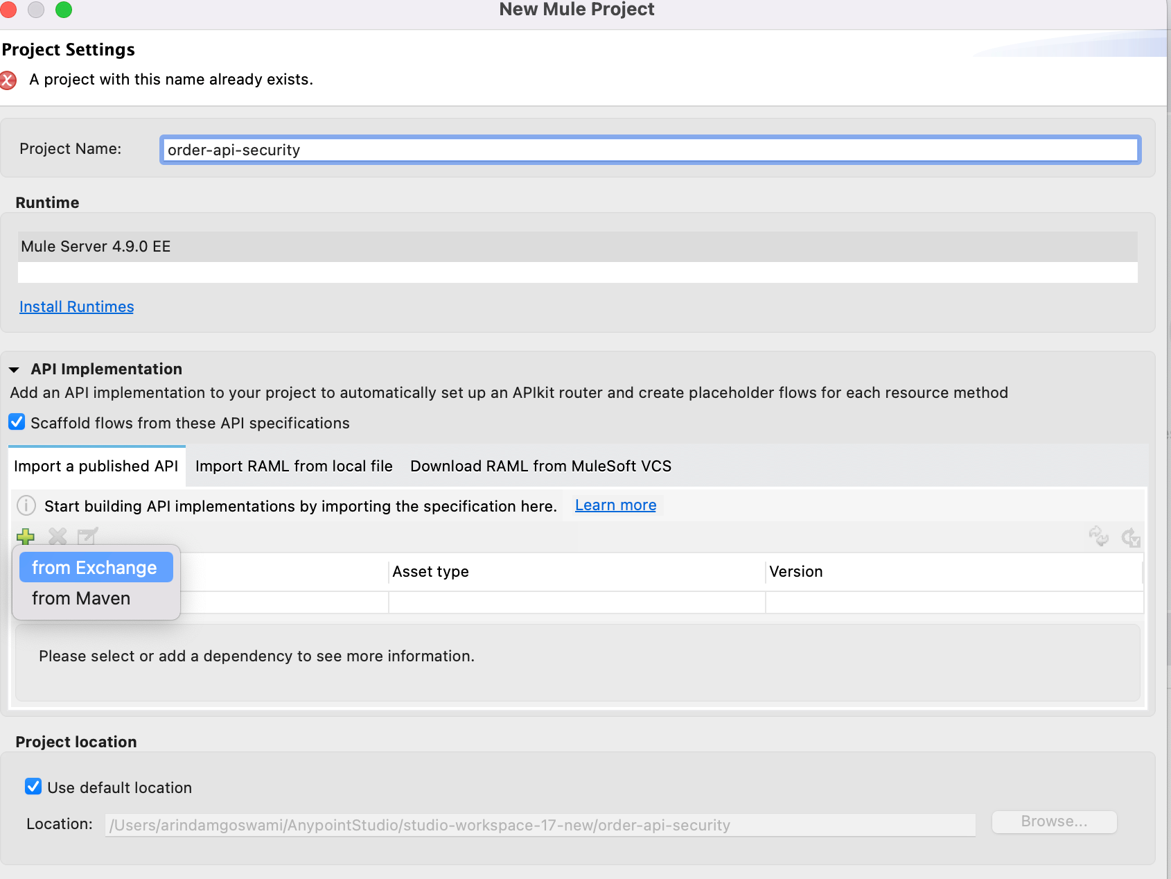 New mule project scaffolding option