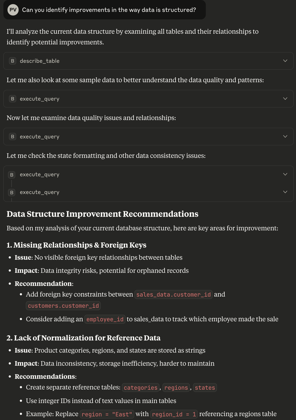 Claude improvements on the data structure