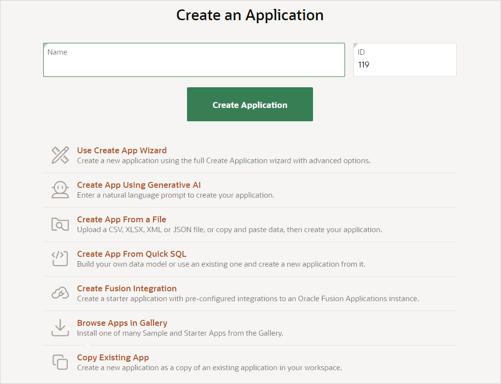 Create an application