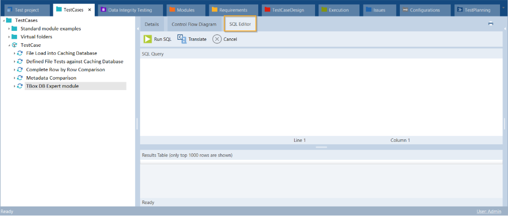 Enter the SQL into the SQL editor