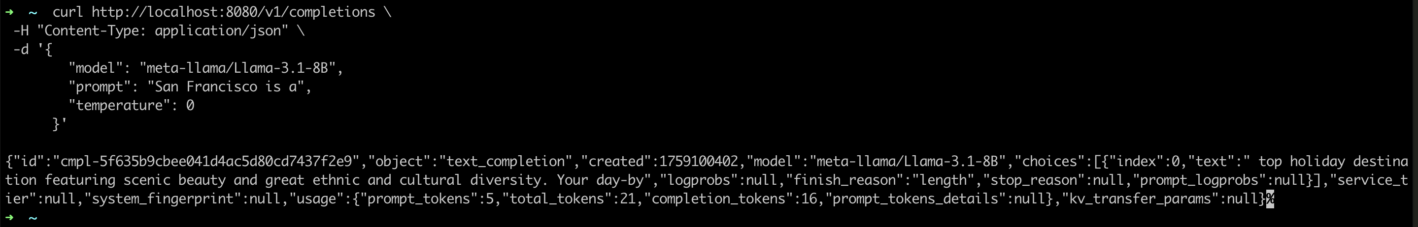vLLM deployment is running successfully