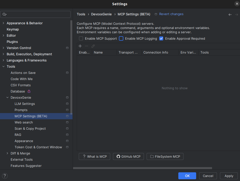 MCP Settings (BETA)