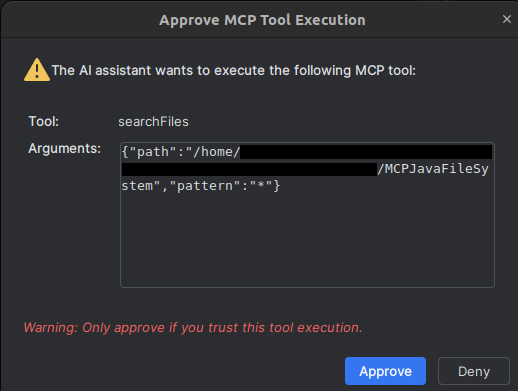 Approve MCP tool execution