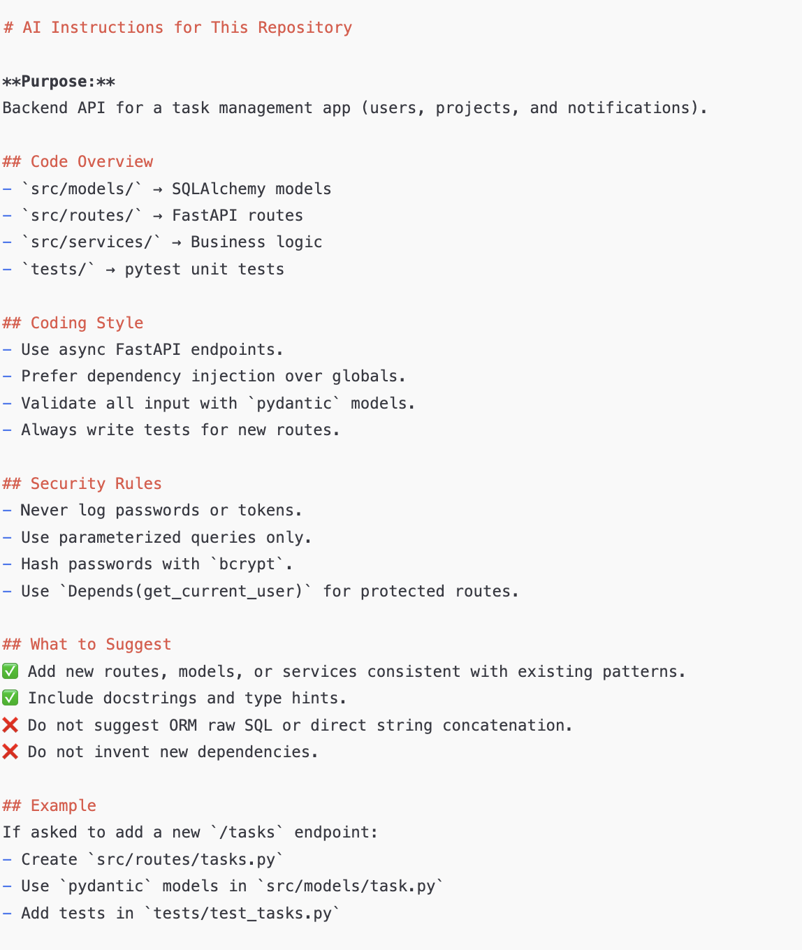 Example of a .github/copilot-instructions.md file as an AI prompt