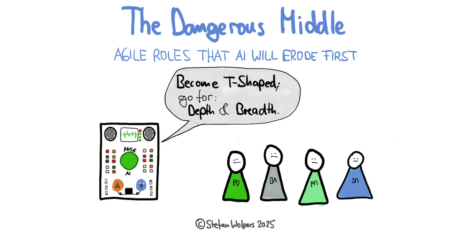 A cartoon about agile roles that AI will erode first