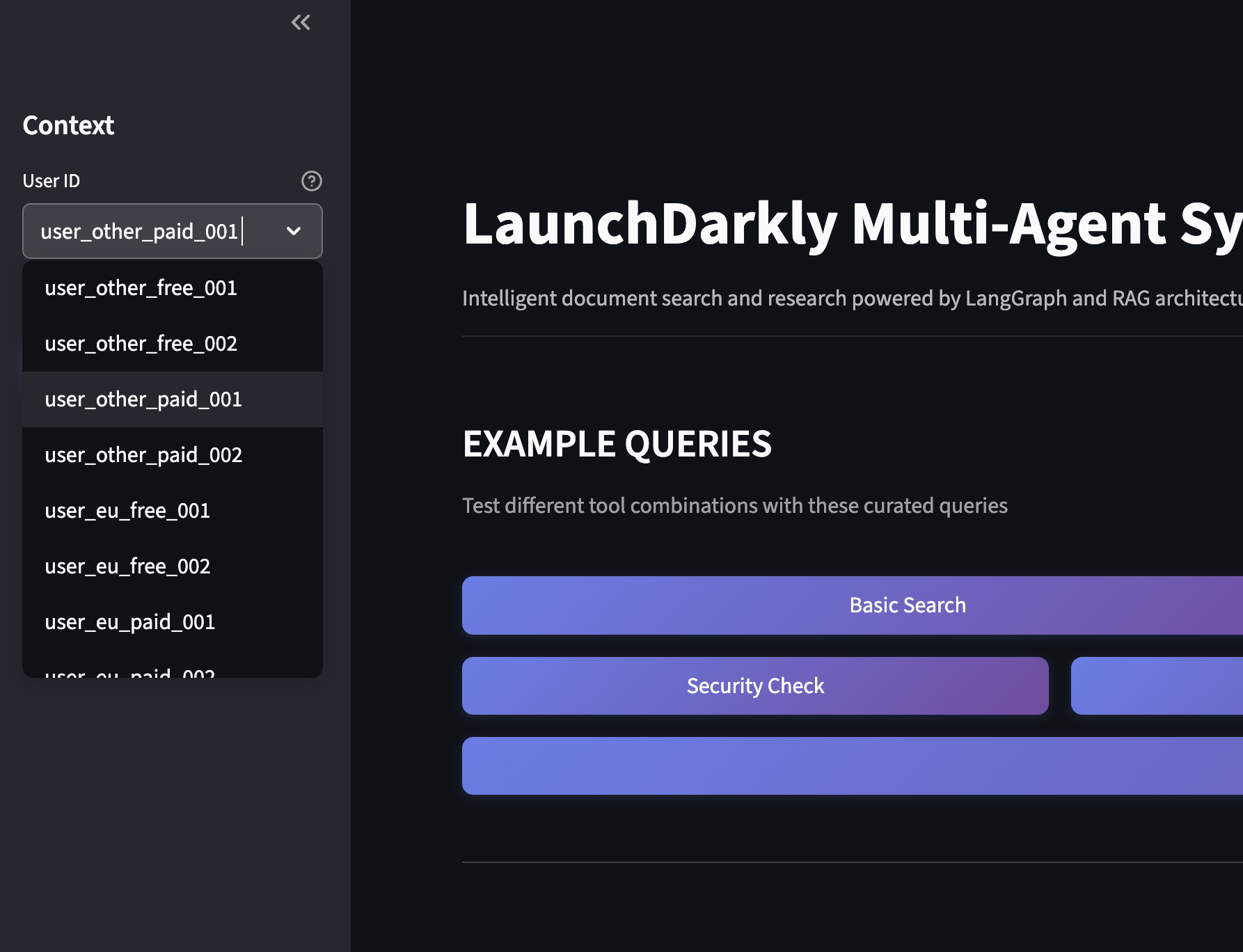 Select different user types to test segmentation in the chat interface