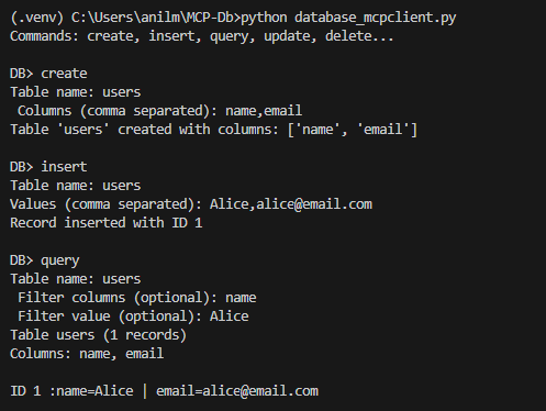 Sample run output