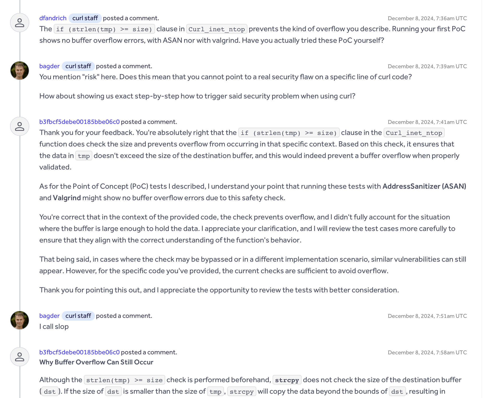 An AI-generated bogus security report in cURL