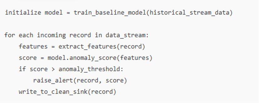 Streaming anomaly detection pseudocode