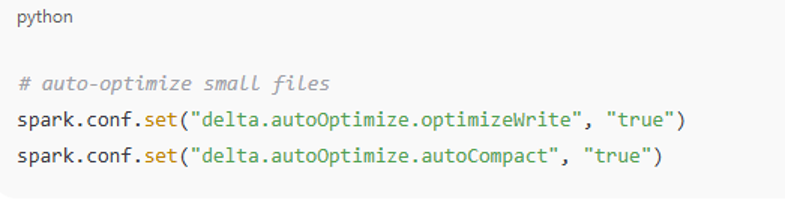Auto-optimization settings for managing small files