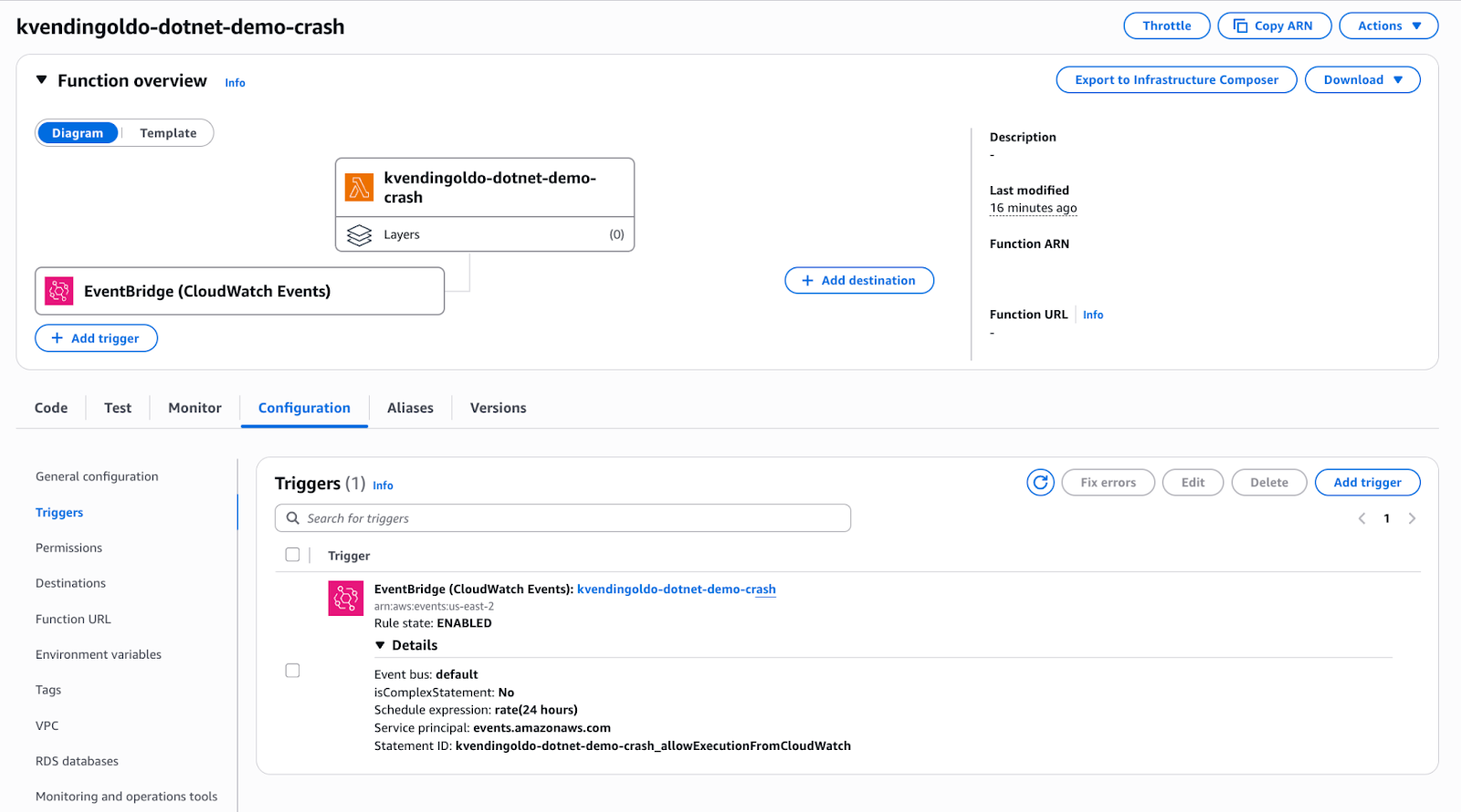 Configure the CRON trigger