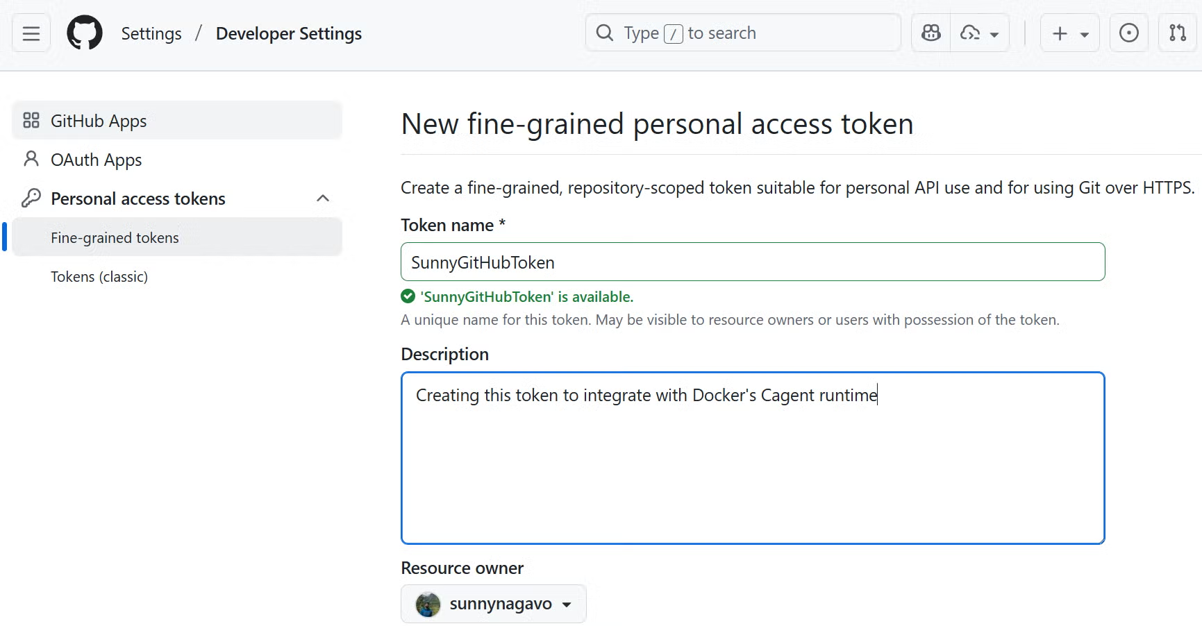 GitHub Developer Settings