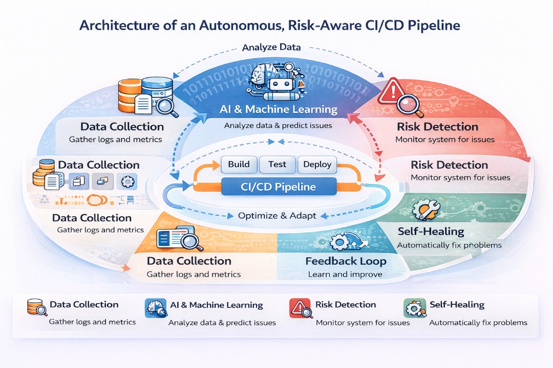 Architecture of an autonomous, risk-aware CI/CD pipeline