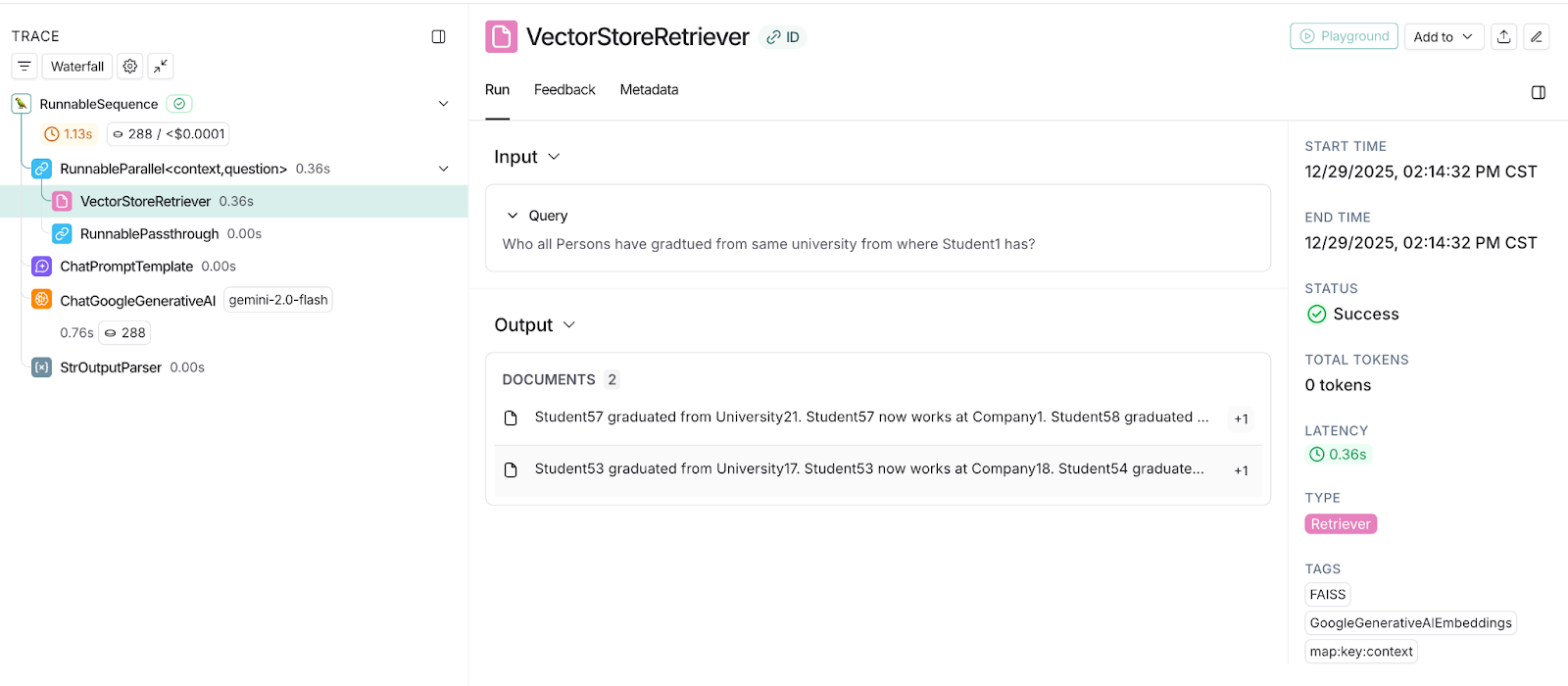 LangSmith traces showing the wrong context fetched from VectorStore