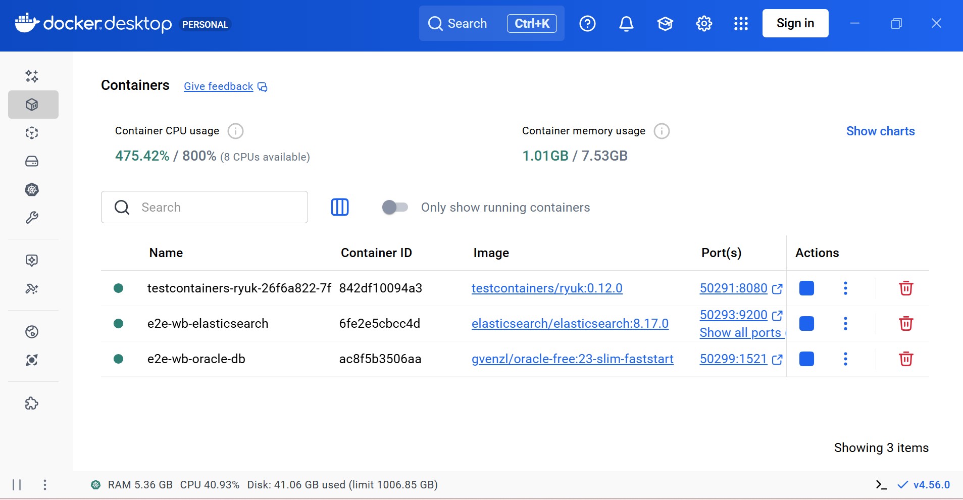 White Box — Testcontainers running in Docker.