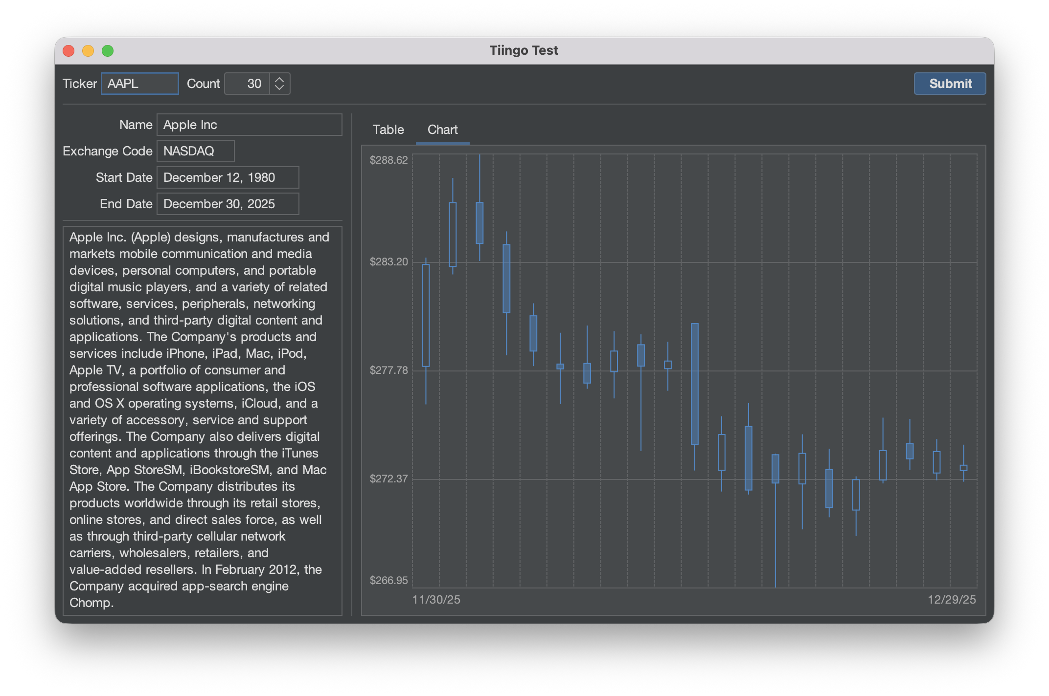 Example of an application built using Sierra