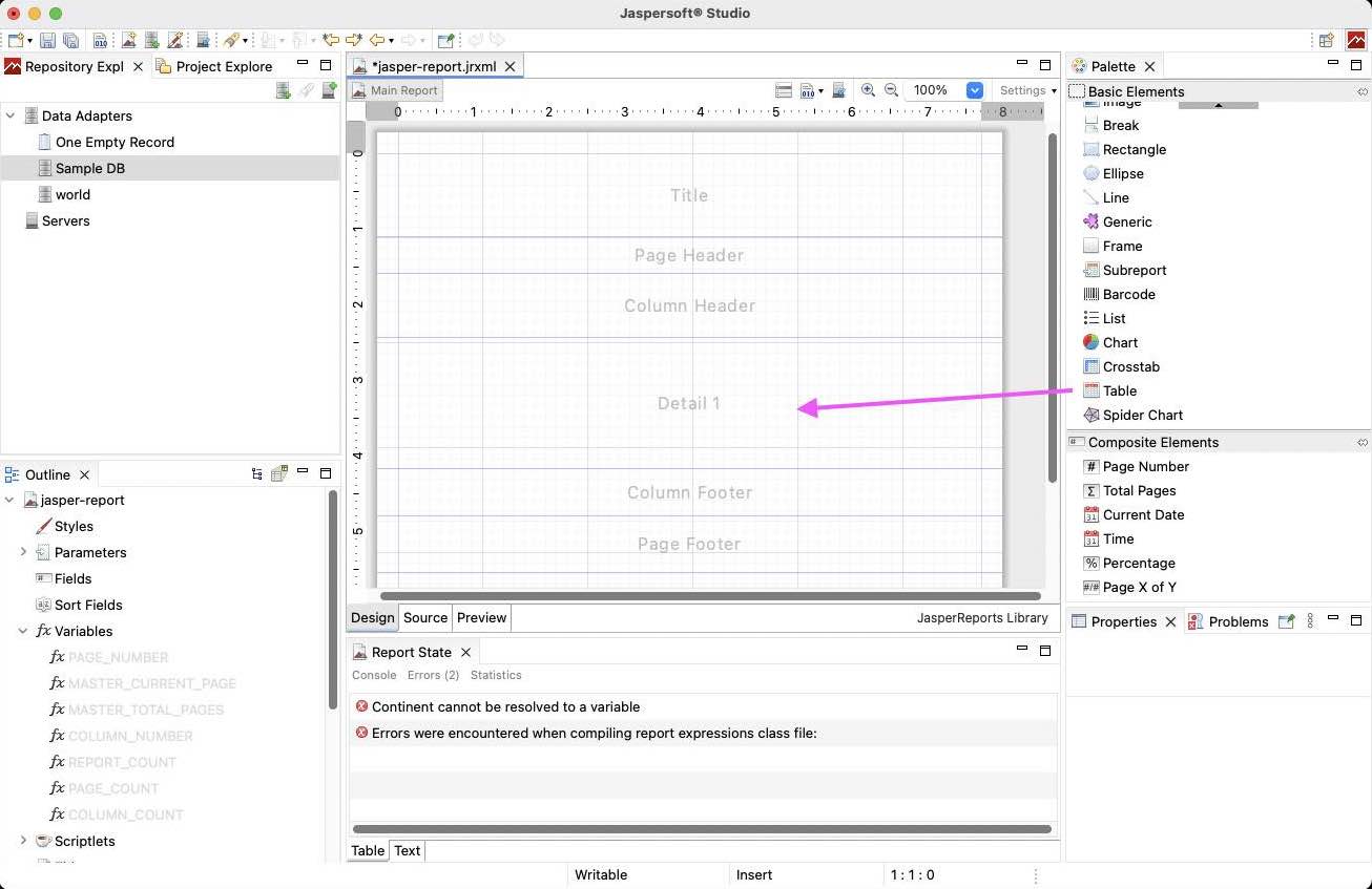 Dragging components onto canvas