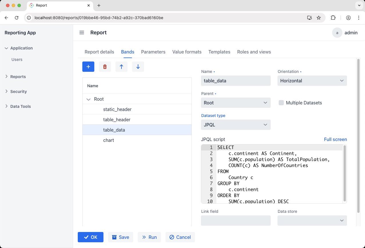 Creating bands for reports