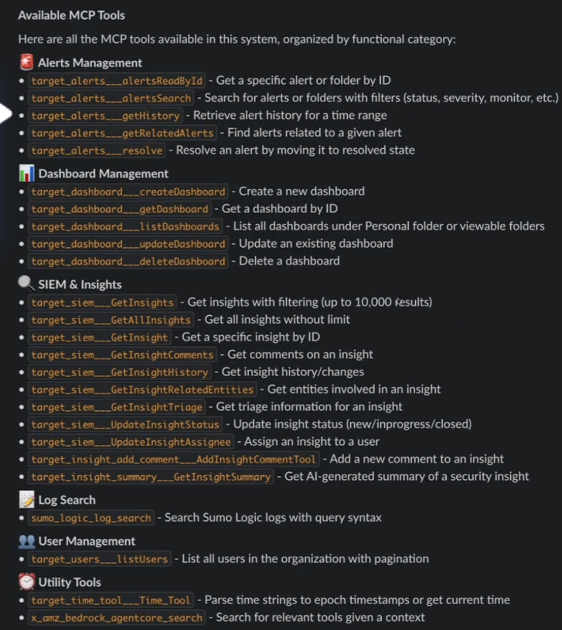 Available MCP tools