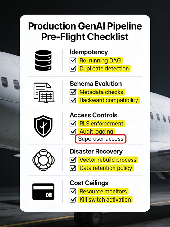 Production GenAI pipeline pre-fight checklist
