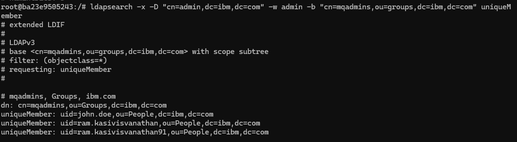 LDAP mqadmin group users