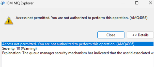 AMQ4036 access error