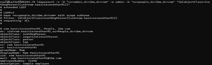 Returned LDAP DN and attributes