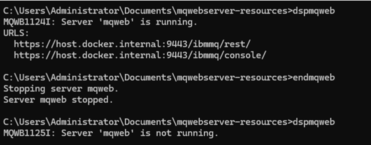 Stop the IBM MQ Web Server
