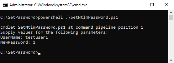 Enter username and a new password